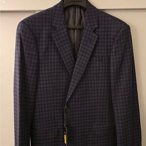 Armani Exchange Dark Blue Plaid Blazer